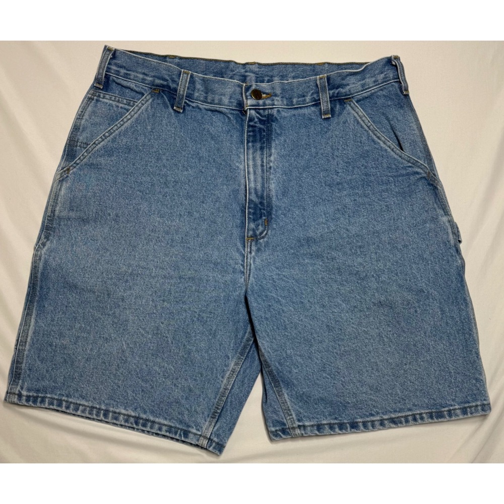 Carhartt B29 STW Mens Denim Carpenter Shorts Stonewash Blue Size 36 Utility